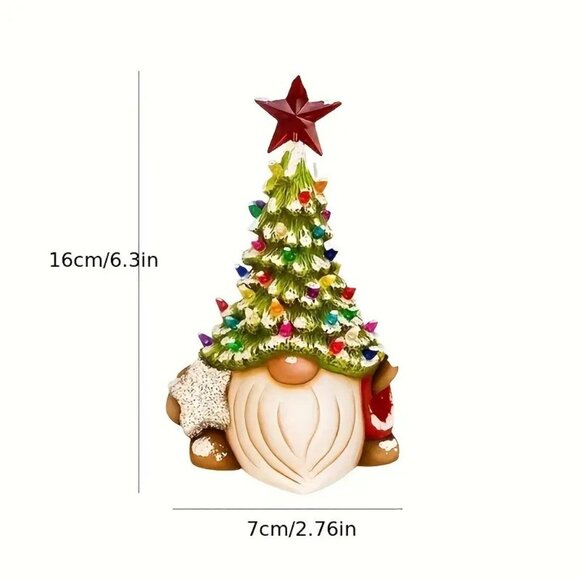 Christmas Holiday Santa Dwarf Gnome Christmas Tree Statue Decoration - Picture 2 of 2